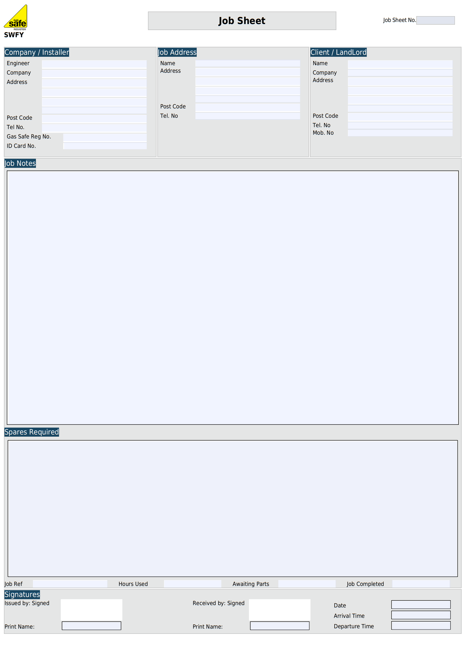 Job sheet-min Sample image of the legionella risk assessment template