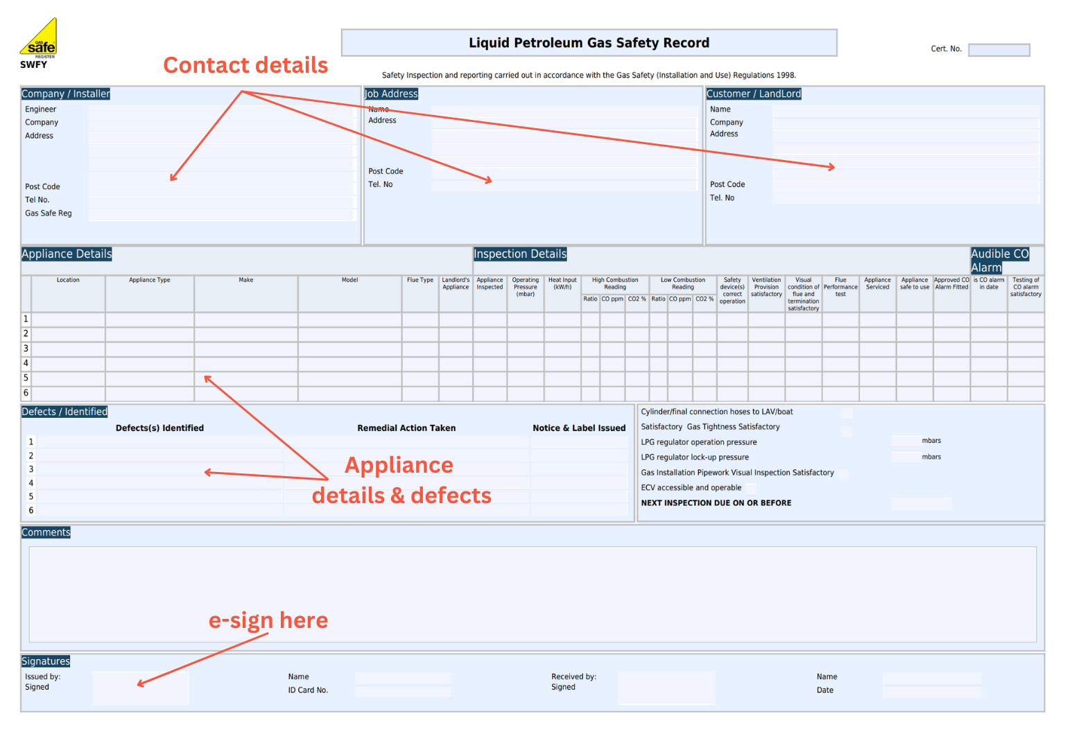 LPG Safety Record instructions-min