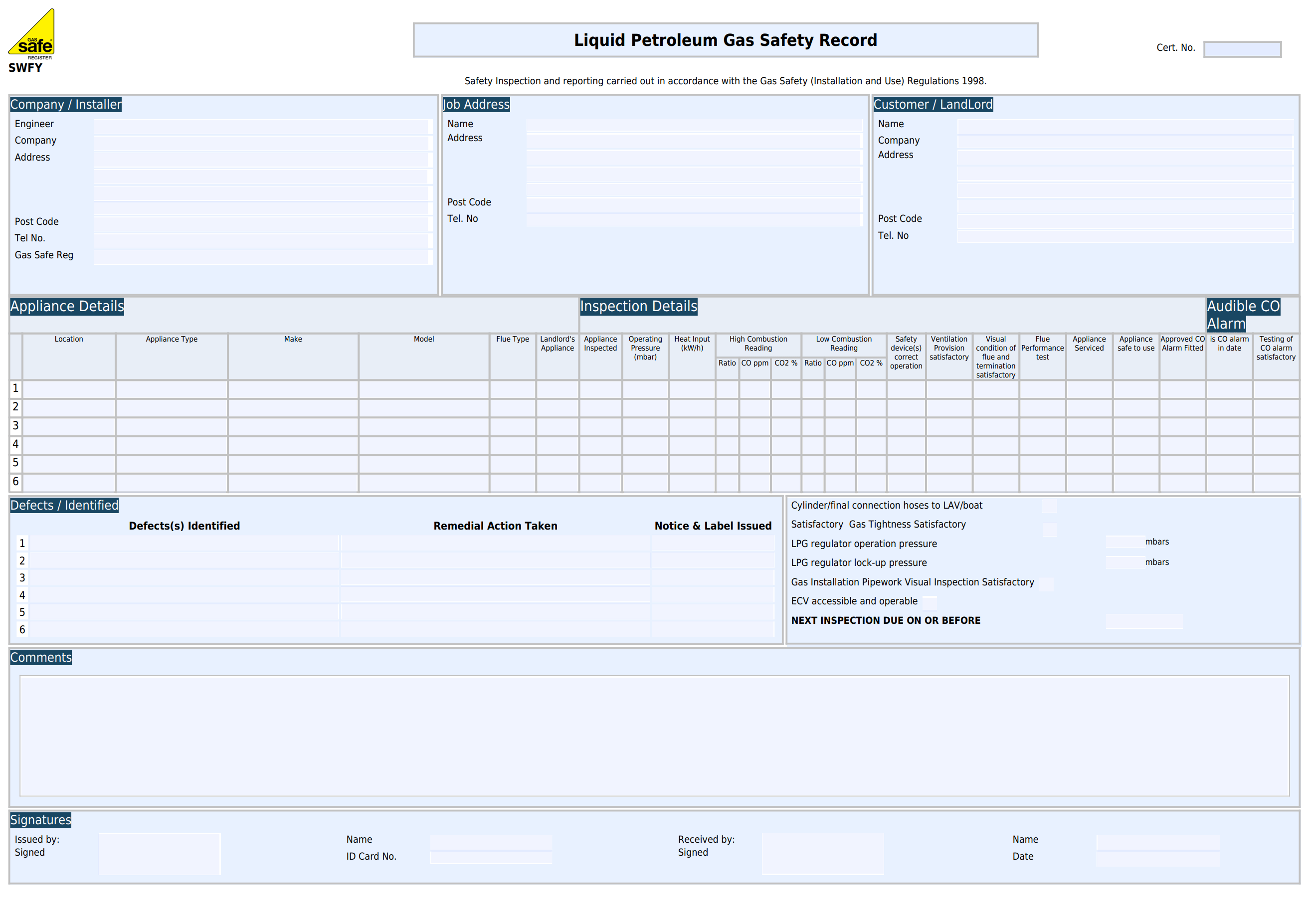 LPG Safety Record-min Sample image of the legionella risk assessment template