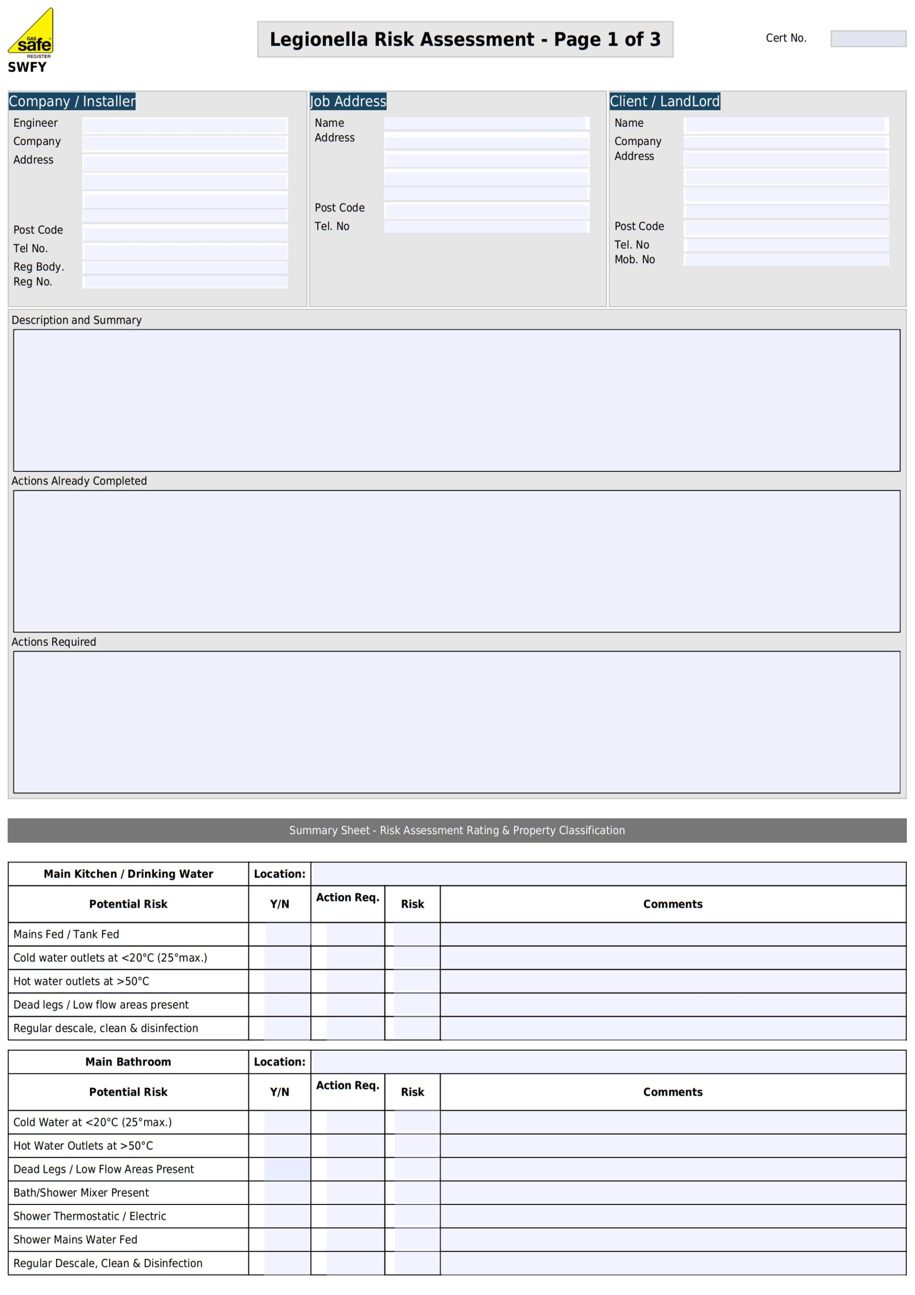 Legionella Risk Assessment Sample image of the legionella risk assessment template