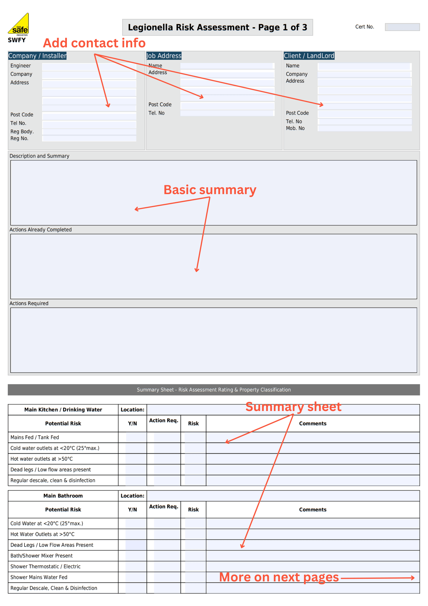 Legionella template instructions How to use the certificate